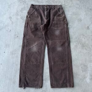 Vintage Y2K Carhartt brown faded double knee work wear carpenter pants